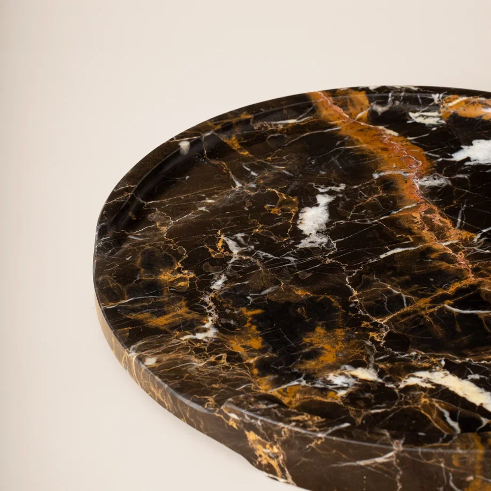 Поднос мраморный круглый Emperador Dark