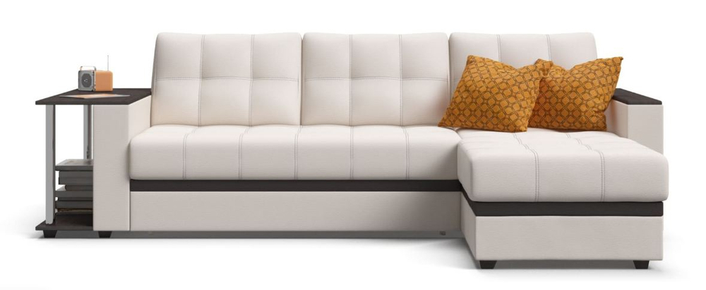 Угловой диван Атланта Люкс Экокожа белый