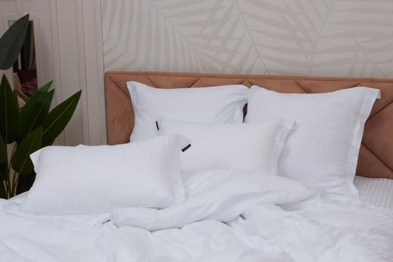 Моне (белый) страйп сатин Евро 4н