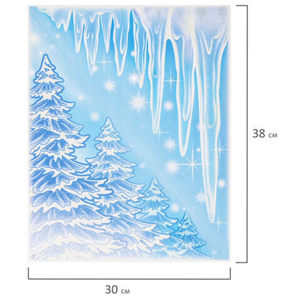 Украшение для окон и стекла ЗОЛОТАЯ СКАЗКА "Морозные узоры 3", 30х38 см, ПВХ, 591225