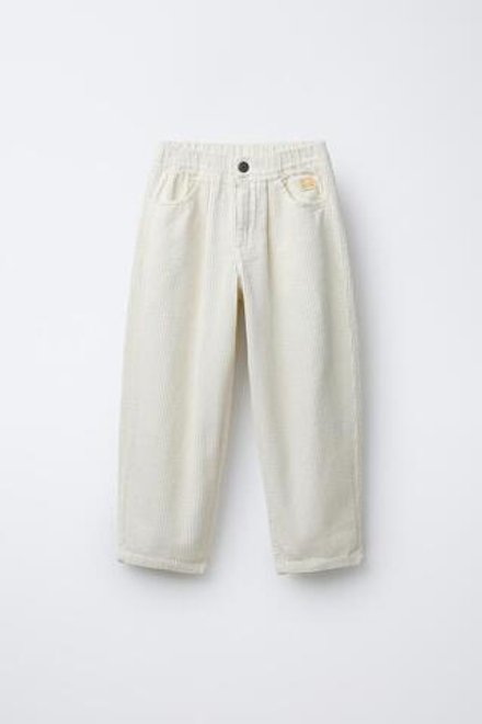 ZARA БРЮКИ ИЗ ПЛОТНОГО ВЕЛЬВЕТА, ЭКРЮ