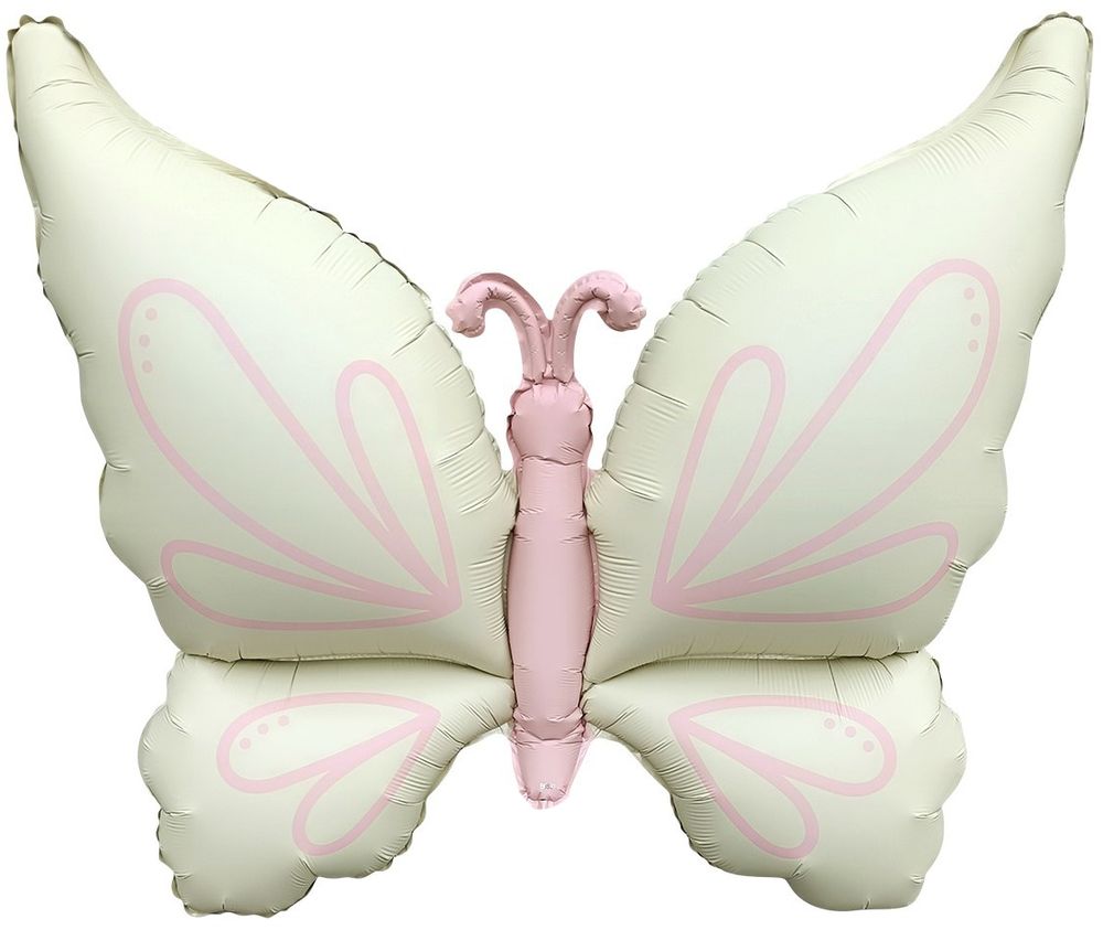 К Шар (37''/94 см) Фигура, Нежная бабочка, Кремовый, Сатин (БГ-36)