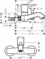 Смеситель для ванны Hansgrohe Metropol Classic 31340090