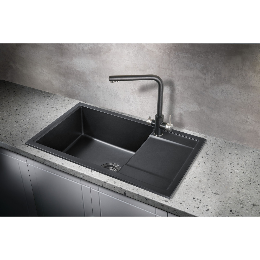 Мойка для кухни MILACIO Navarra 78 Cuarzo MC.77051, черный матовый
