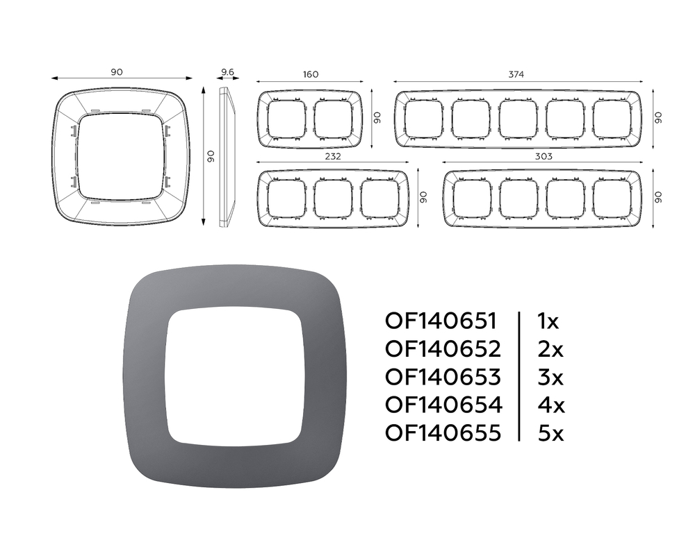 OF140654 Рамка OMEGA Ecta (Антрацит серый) 4-ая