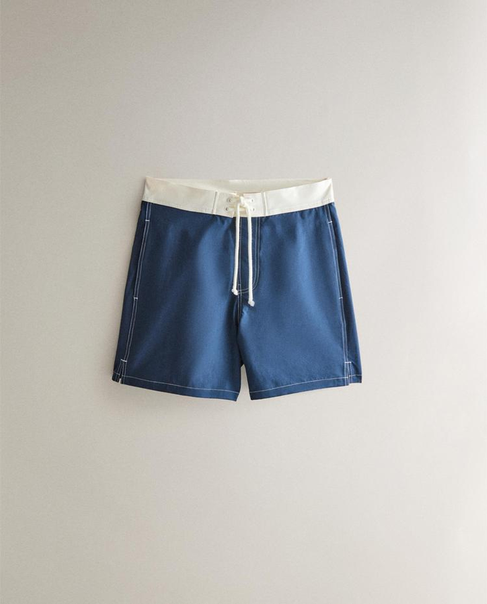 ZARA HOME ПЛАВКИ-БЕРМУДЫ С КОНТРАСТНЫМ ПОЯСОМ, СИНИЙ