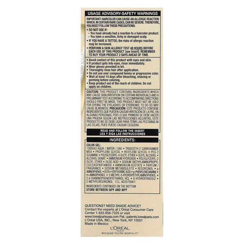 L'Oréal, Superior Preference, яркий, не выцветающий оттенок, 6 1/2 г (легчайший золотисто-коричневый), 1 нанесение