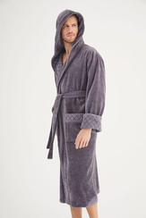 Халат мужской с капюшоном 1385 серый Nusa Турция
