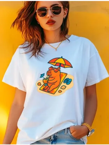 Футболка капибара с зонтиком