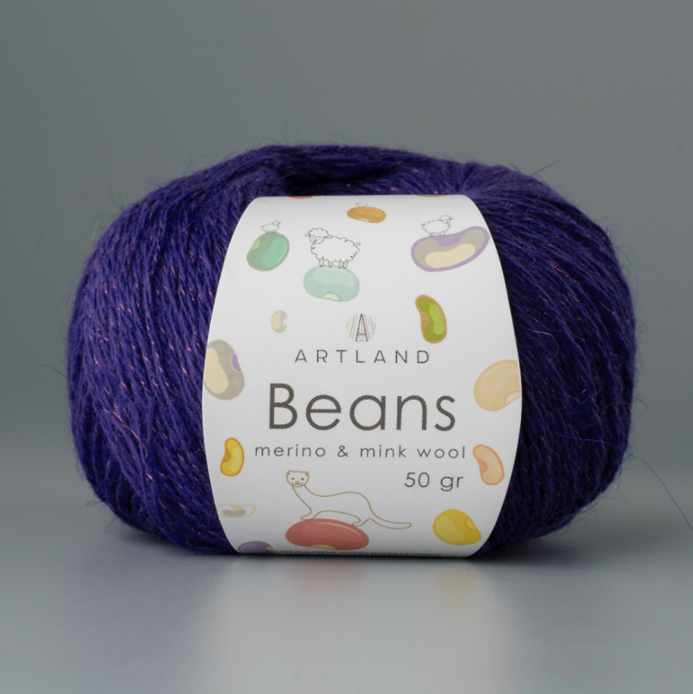 Пряжа &quot;Beans&quot;, 5% шёлк, 20% мериносовая шерсть, 30% нейлон, 45% норка, 50гр-240м, (1уп=5шт), ультрамариновый
