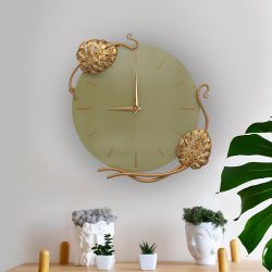 Часы настенные Monstera Deliciosa (Монстера) Колор Зеленая Олива Амбер