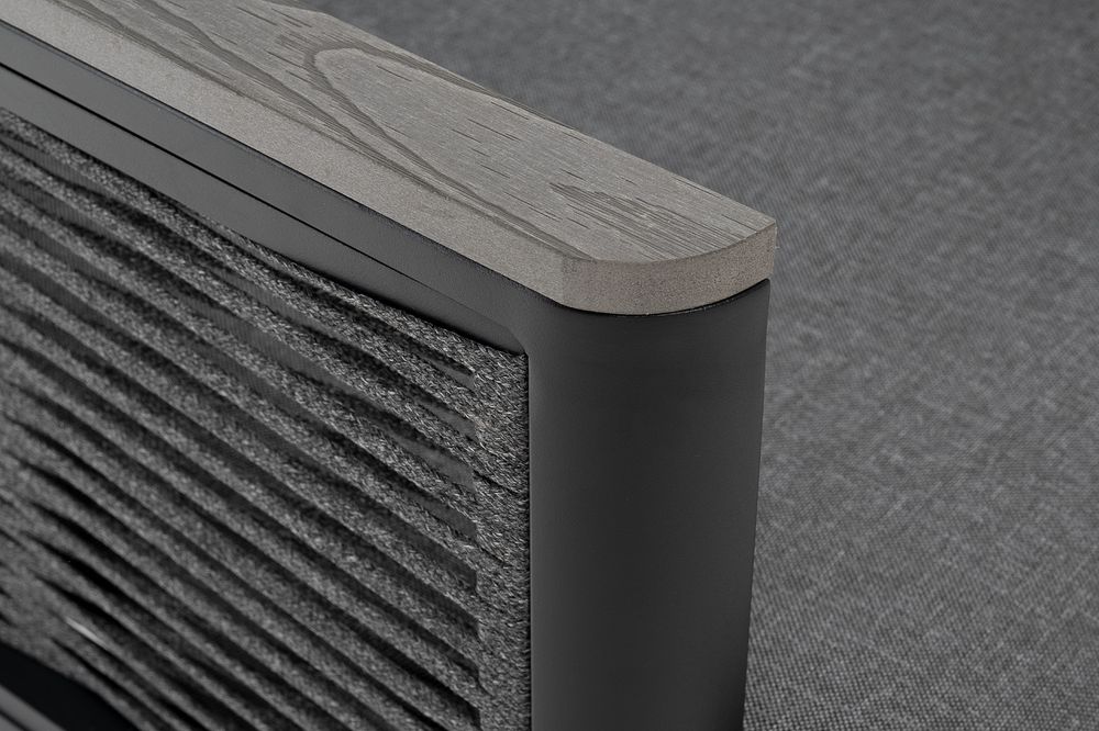 "Сан Ремо" кресло плетеное из роупа садовое, каркас алюминий темно-серый, роуп серый, ткань серая