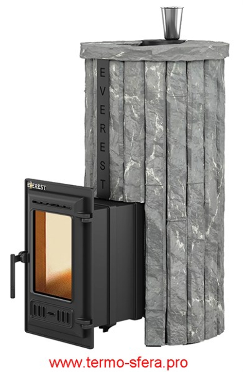 Печь для бани Эверест "Steam Master 24 ЧУГУН" Ламель Рваный камень, S-20