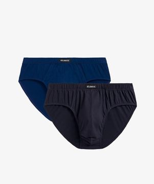 Мужские трусы (2шт) слипы классика Atlantic 2RMP-006, темно-голубой + темно-синий