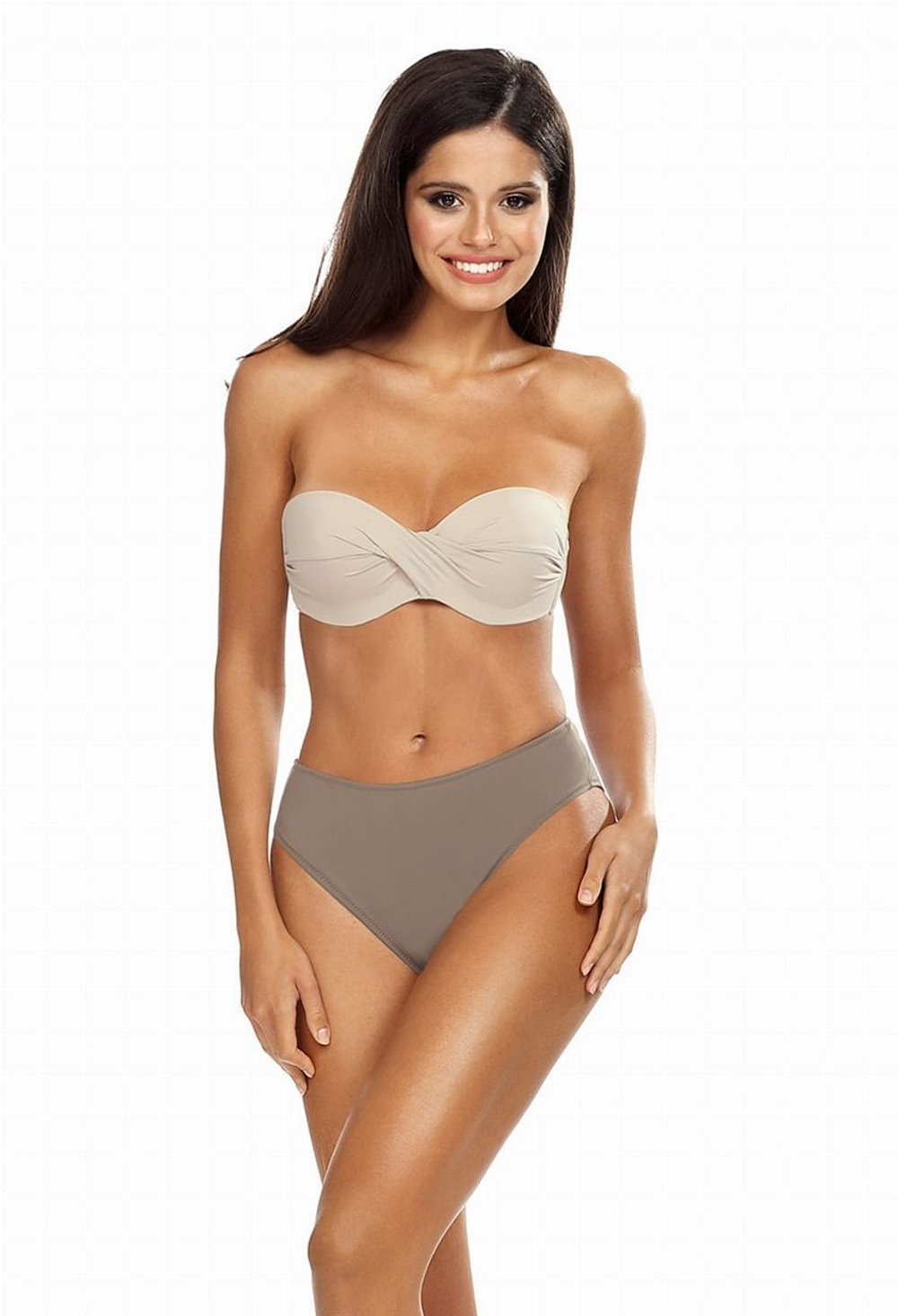 Раздельный купальник-бандо: лиф со съемной бретелью и плавки (Размер: 80C/40) (Цвет: бежевый)