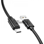 Кабель USB-micro-USB Borofone BХ55, черный силикон штекер, 1 м, круглый черный силикон, 2.4А