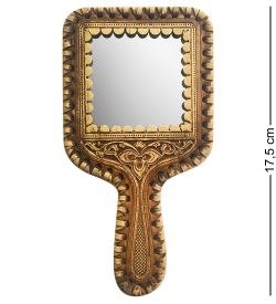 Народные промыслы BST-329/ 1 Зеркало с ручкой «Роза» (береста)