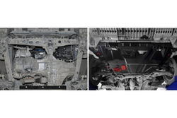 Защита картера и КПП АвтоБроня (увеличенная) для Toyota Auris I, II (V - 1.6; 1.8) 2006-2015/Toyota Corolla E140, E150 (V - 1.6) 2006-2013/Toyota Corolla E160, E170 (V - 1.6; 1.8) 2012-2016/Toyota Corolla E160, E170 рестайлинг (V - 1.6) 2016-2019, штампованная, сталь 1.8 мм, с крепежом, 111.05773.1