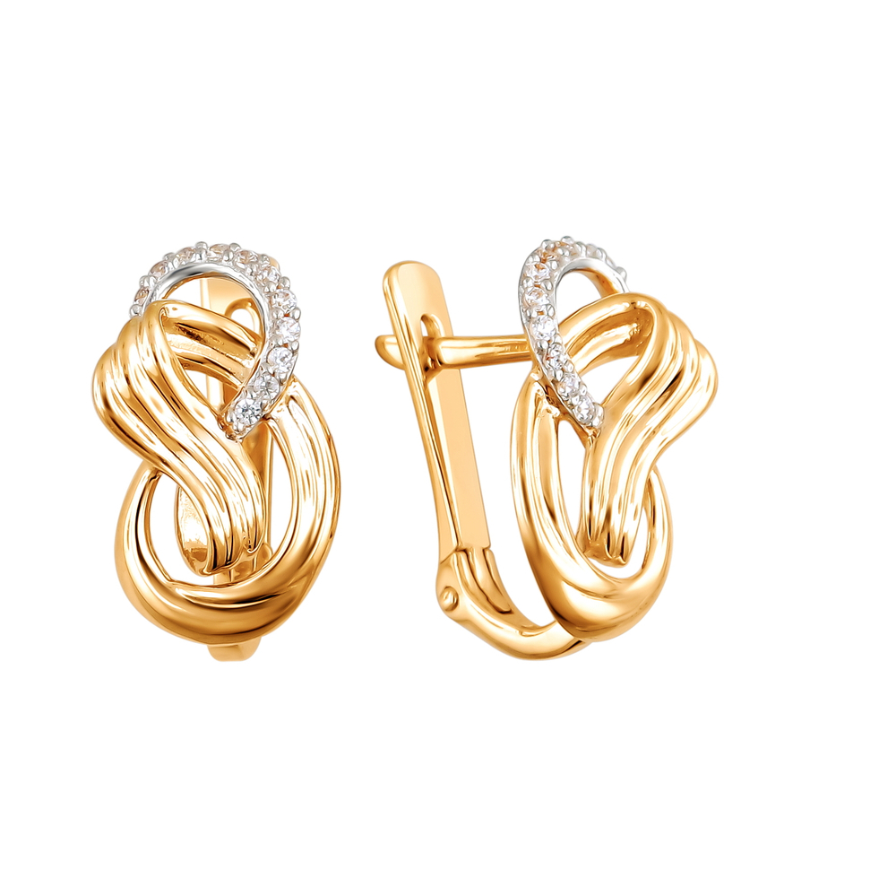 Серьги с фианитом из красного золота 585 пробы JA-S-1111977Р