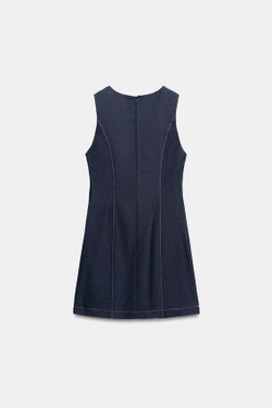 ZARA КОРОТКОЕ ПЛАТЬЕ С НАВЕСНЫМИ ПЕТЛЯМИ, ИНДИГО