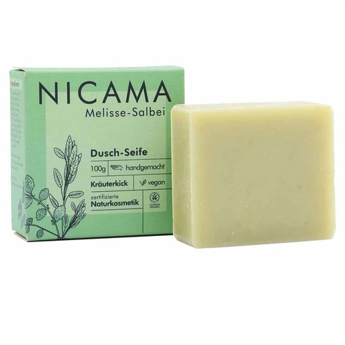 NICAMA Мыло для душа с лимонным бальзамом и шалфеем, 100 гр