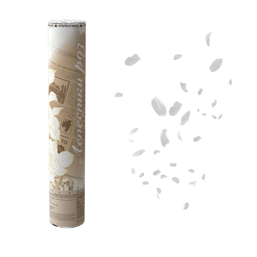 Пневмохлопушка Лепестки роз белые 30см