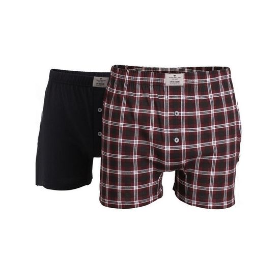 Мужские трусы-шорты набор из 2-х штук (темно-серые, бордовые в клетку) Tom Tailor 70340/5608 835
