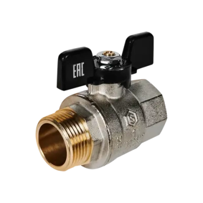 Кран шаровой полнопроходной STOUT - 1" (НР/ВР, PN40, Tmax 150°C, ручка-бабочка черная)