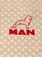 Ковры MAN TGX с 1-м ящиком (механика) (экокожа, бежевый, бежевый кант, красная вышивка)