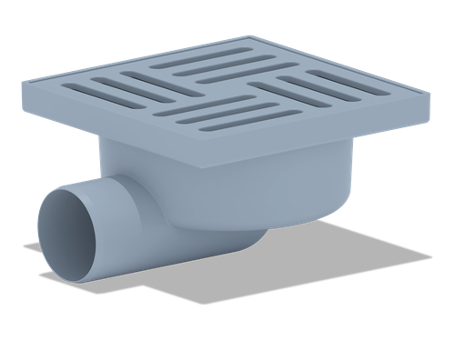 TA5110 Трап гор.вып. 50 с решеткой из пластика 150x150 (20)/(Е28 кор.пал.)