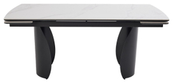 Стол ОЛЬХОН 180 БЕЛЫЙ МРАМОР МАТОВЫЙ , керамика / Черный каркас, М-City