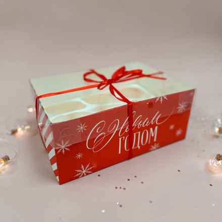Коробка на 6 капкейков «С Новым годом» красная, 23 × 16 × 10 см