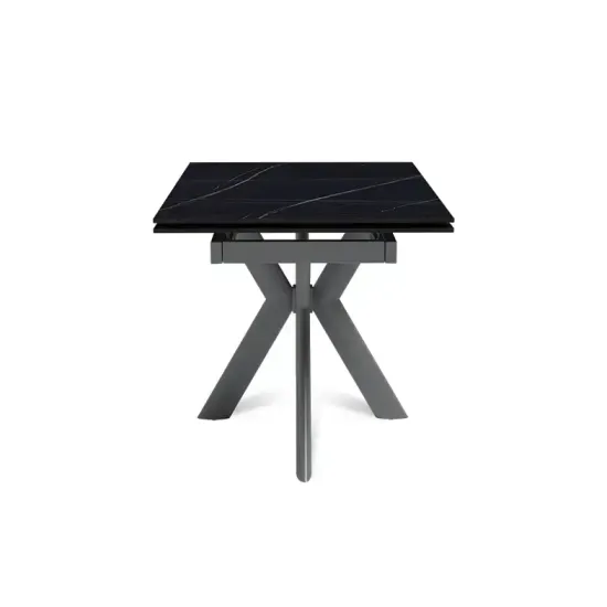 Стол "СТРОНГ" 120-180, керамика Black Gold матовая, опоры черный муар