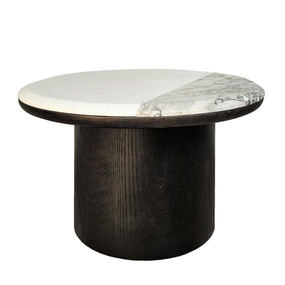 Журнальный столик SC123B, Ø60х35 см, мрамор, дерево