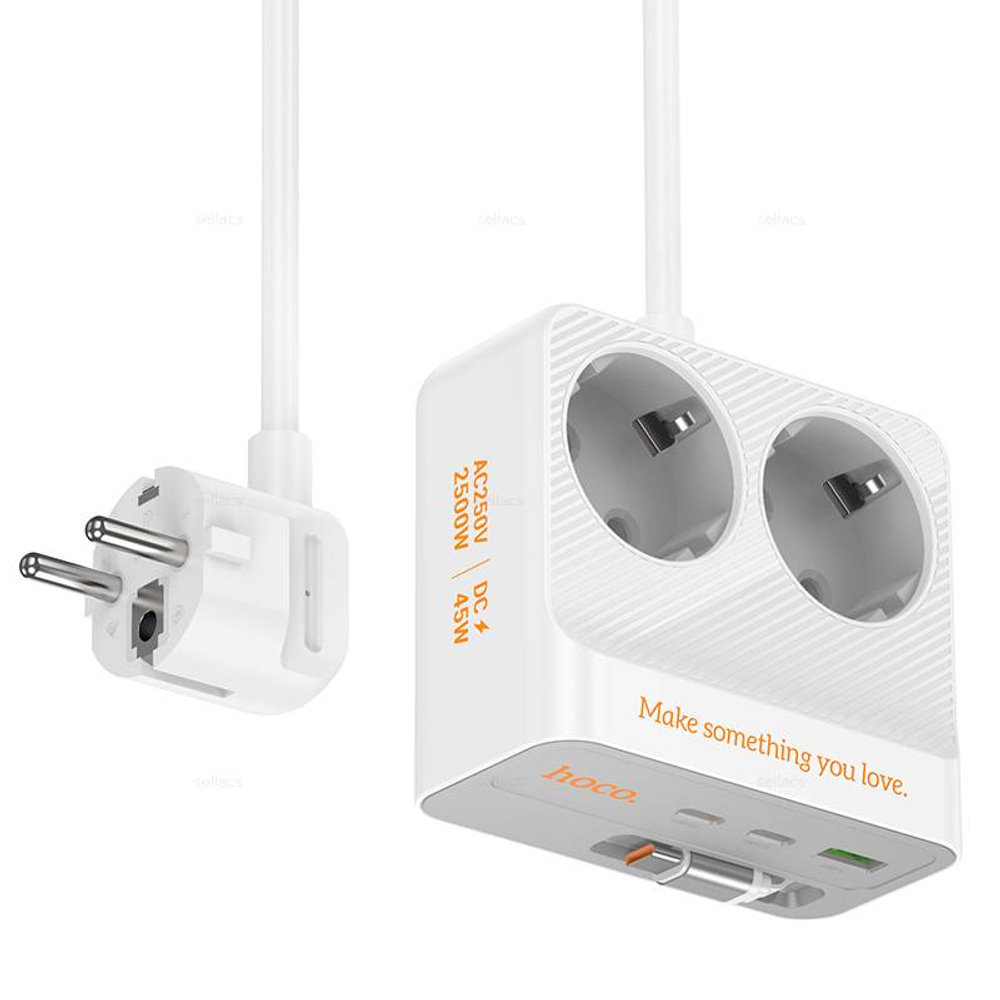 AC28 Descanso (PD45W/2C1A) зарядное устройство с 2 розетками 2m (white)