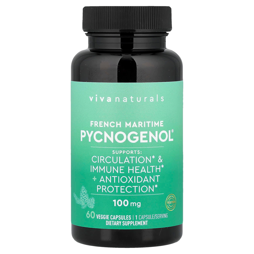 Viva Naturals, Pycnogenol®, френч приморский, 100 мг, 60 растительных капсул
