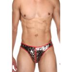 Мужские трусы тонги леопардовые с красной резинкой Cosmos Colors DL10_GR