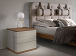Прикроватная тумбочка 7166/MB2320NS из серого лака и шпона ореха