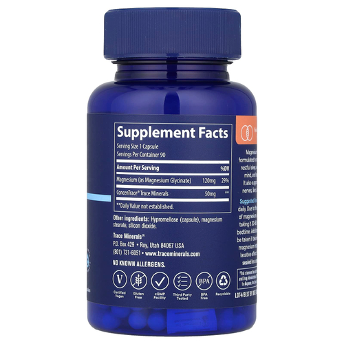 Trace, Глицинат магния, 90 капсул