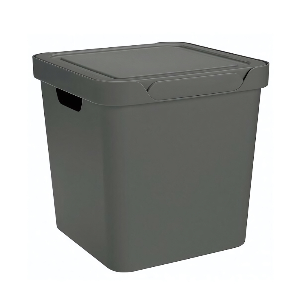 Ящик с крышкой универсальный "luxe", 286х286х286 мм, 18л (серый)