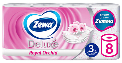 Zewa Туалетная бумага Deluxe Орхидея 8р