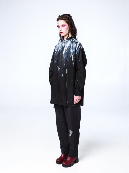 Рубашка "Черномор" с окрашиванием. Черно-белая