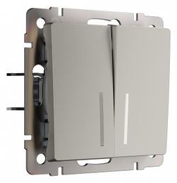 Выключатель проходной двухклавишный с подсветкой без рамки Werkel дымчатый W1222104