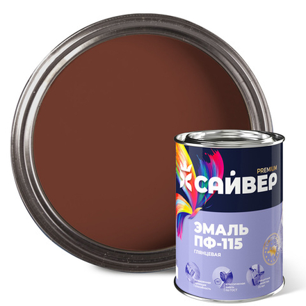 САЙВЕР  Эмаль ПФ-115 Коричневая 0,8кг ГОСТ 6465-76