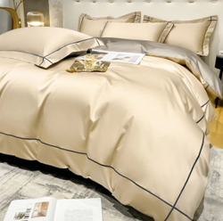 ZEPHYR HOME КПБ Двуспалка ЕВРО Мако-Сатин 100s Желтый с серым