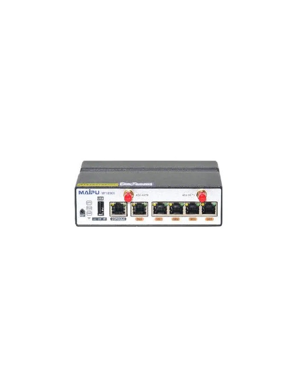 Maipu MP1800X-40W E2, 1*RJ 45 Console port,1*USB ,5*10M/100M/1000M,TD-LTE,FDD-LTE,WCDMA,GSM, support WIFI(IEEE 802.11b/g/n),single 4G modem,12V DC
