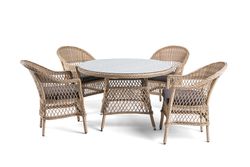 "Дольче" обеденная группа из искусственного ротанга, цвет соломенный