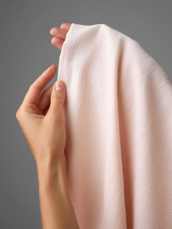 Ткань хлопок креш "жатка", Китай, кремово-розовый