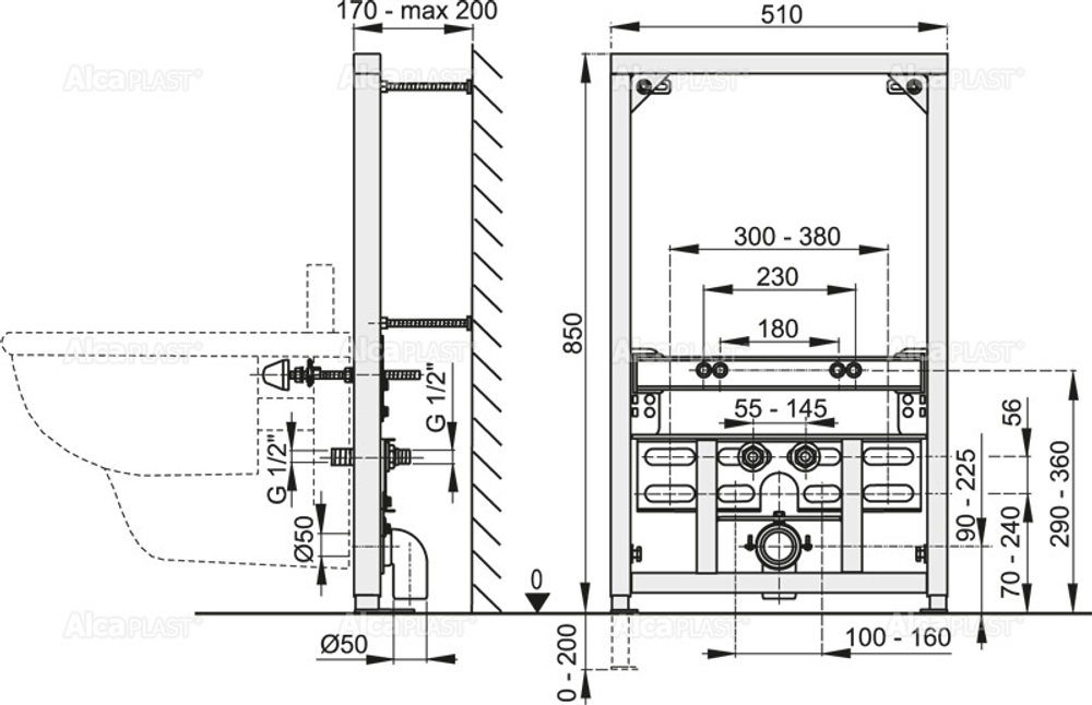 Монтажная рама для биде AlcaPlast A105/850