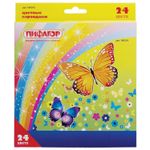 Карандаши цветные ПИФАГОР "Сказочный мир", 24 цвета, заточенные, картонная упаковка, дизайн ассорти, 180242